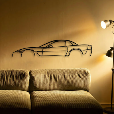 C5 Z06 2002 Classic Silhouette Metal Wall Art - Tinvibe