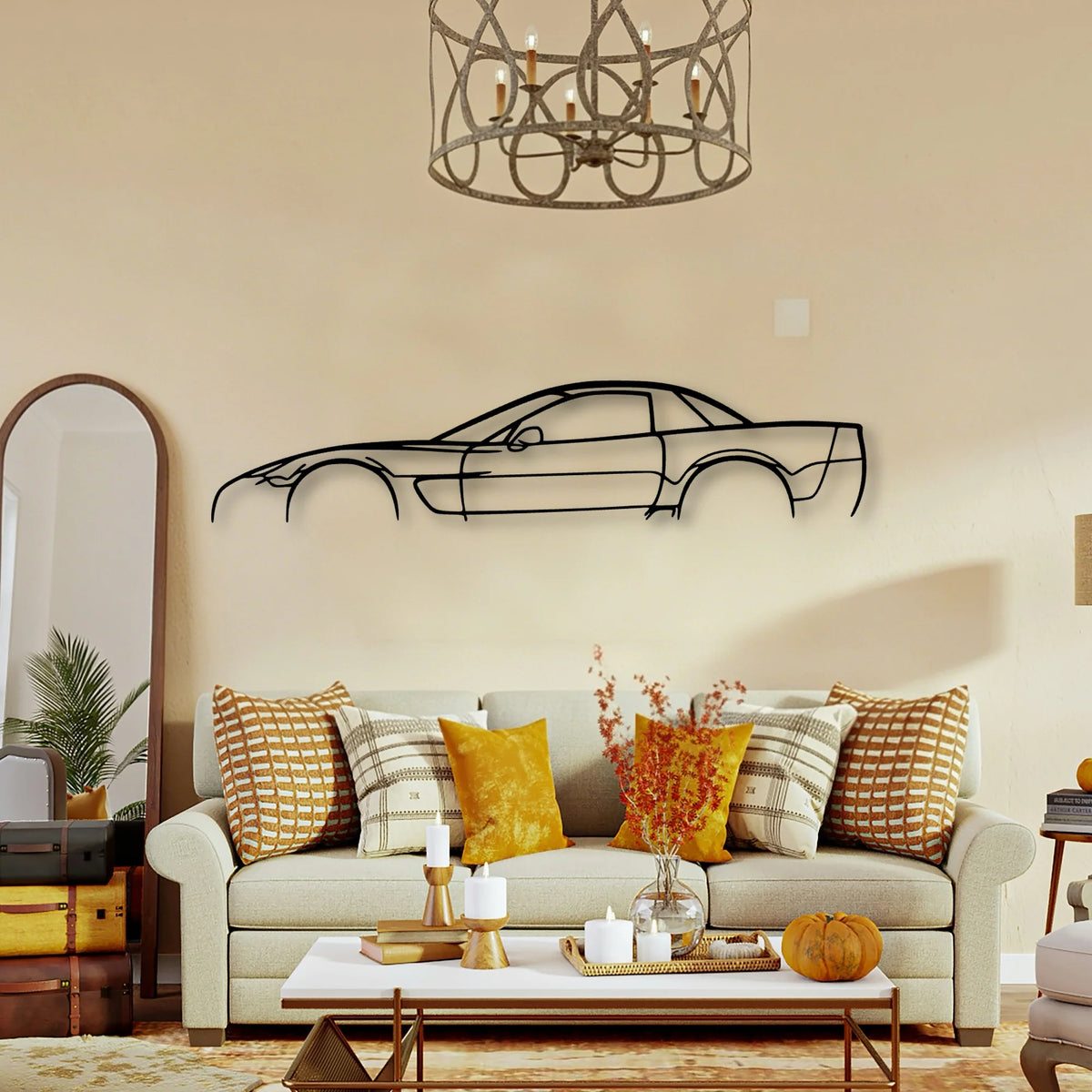 C5 Z06 2002 Classic Silhouette Metal Wall Art - Tinvibe