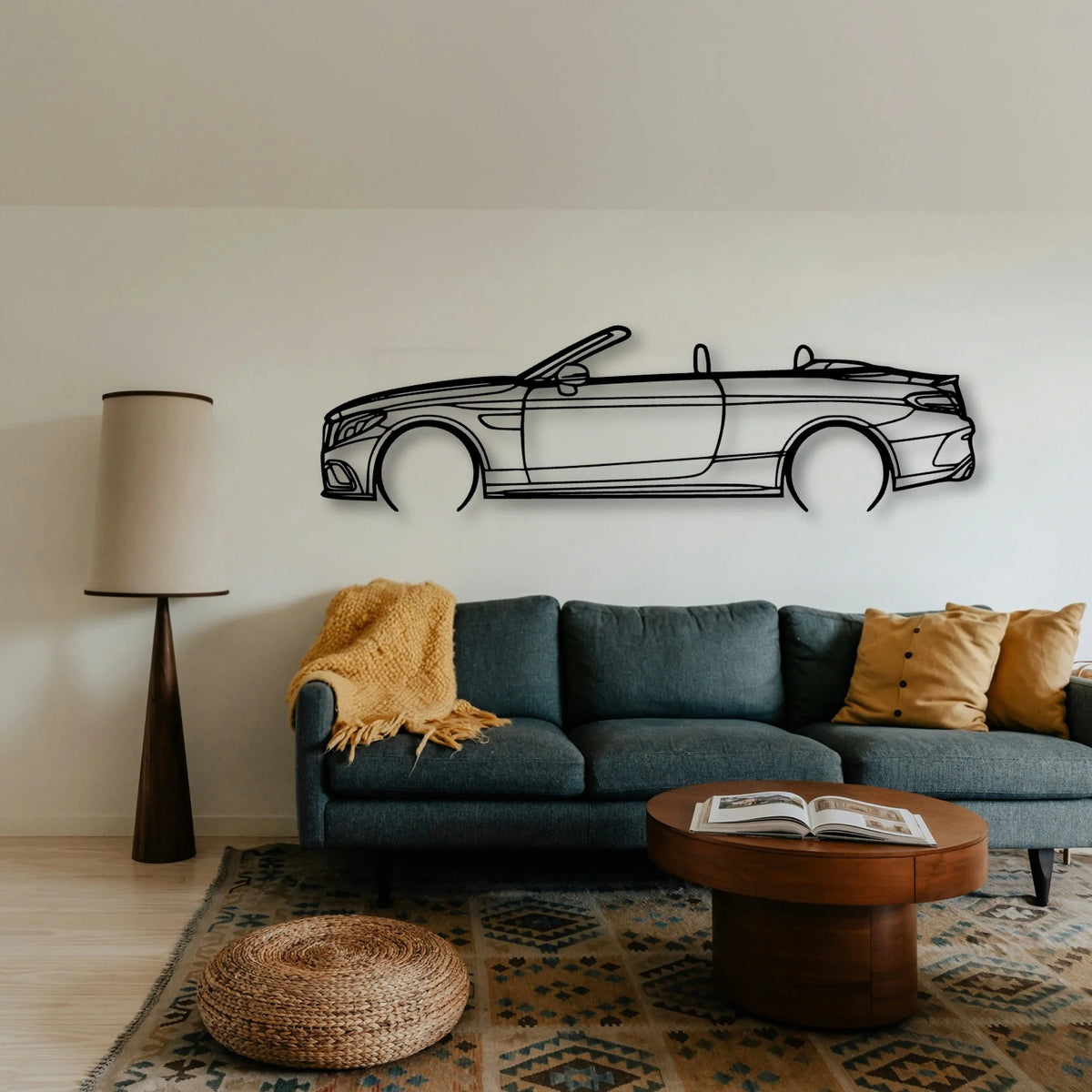 C63S Cabrio 2017 Classic Silhouette Metal Wall Art - Tinvibe