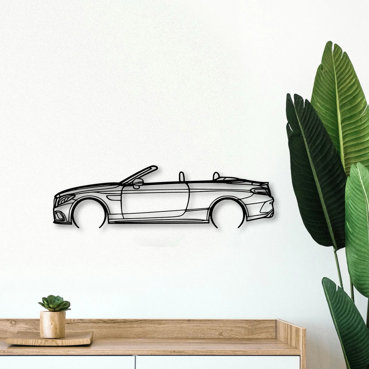 C63S Cabrio 2017 Classic Silhouette Metal Wall Art - Tinvibe