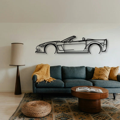 C6 Cabrio 2 Classic Silhouette Metal Wall Art - Tinvibe