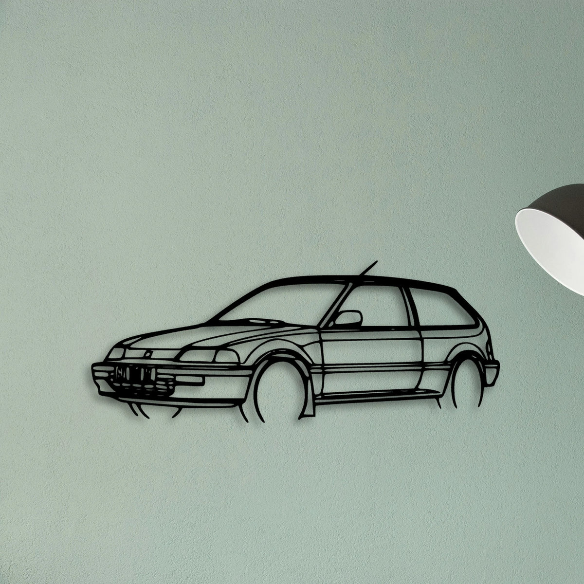 Civic 1990 Angle Classic Silhouette Metal Wall Art - Tinvibe