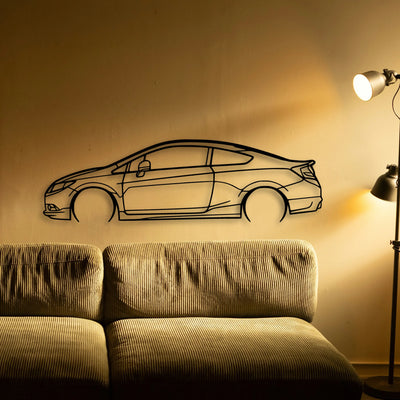 Civic Coupe 2012 Classic Silhouette Metal Wall Art - Tinvibe