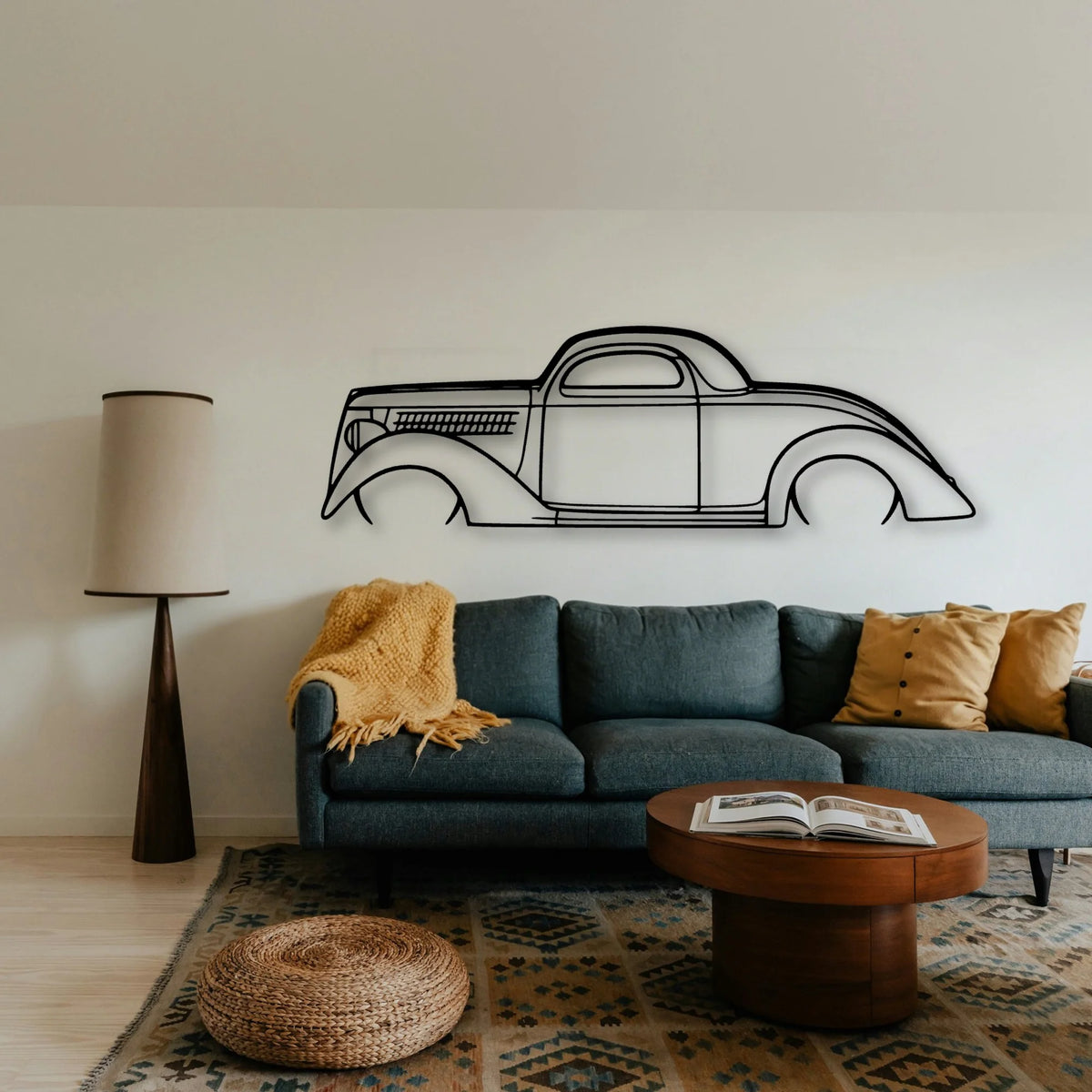 Coupe 1936 Classic Silhouette Metal Wall Art - Tinvibe