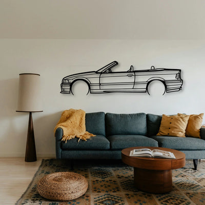 E36 M3 Convertible 1999 Classic Silhouette Metal Wall Art - Tinvibe