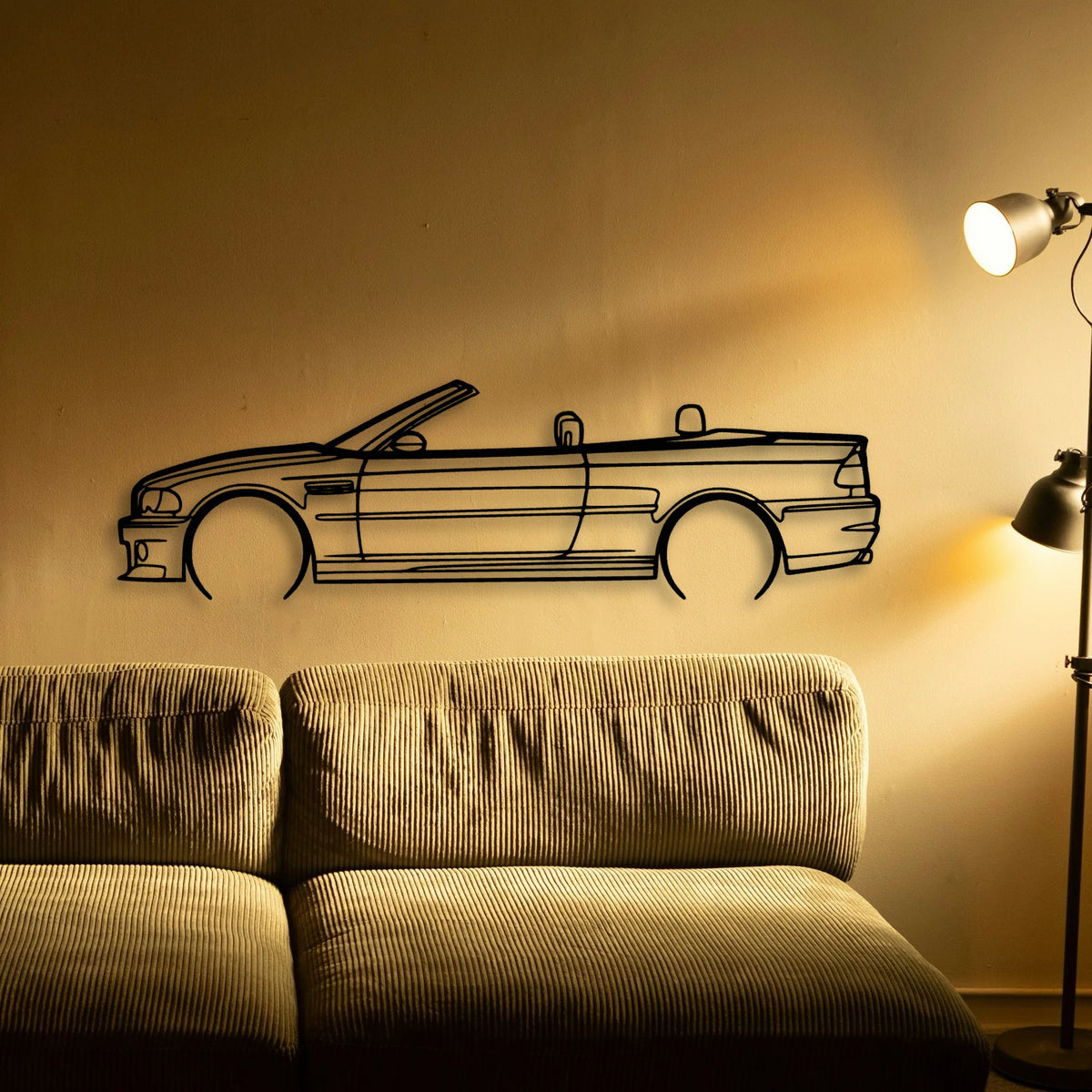 E46 M3 Convertible 2 Classic Silhouette Metal Wall Art - Tinvibe