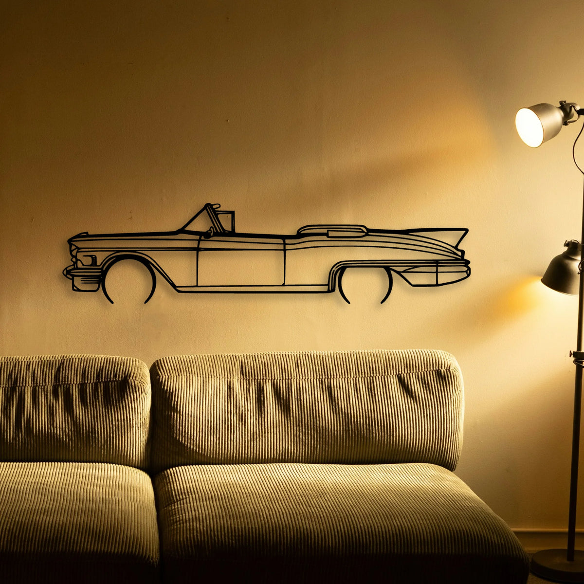 Eldo Biarritz 1958 Convertible 2 Classic Silhouette Metal Wall Art - Tinvibe