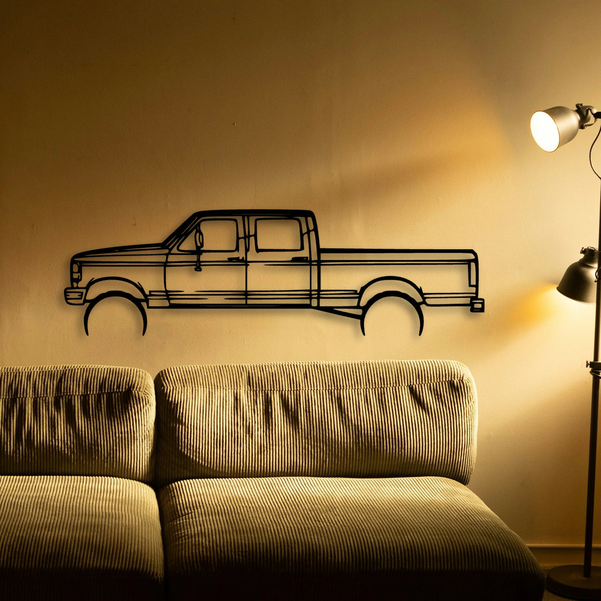 F 250 1997 Classic Silhouette Metal Wall Art - Tinvibe