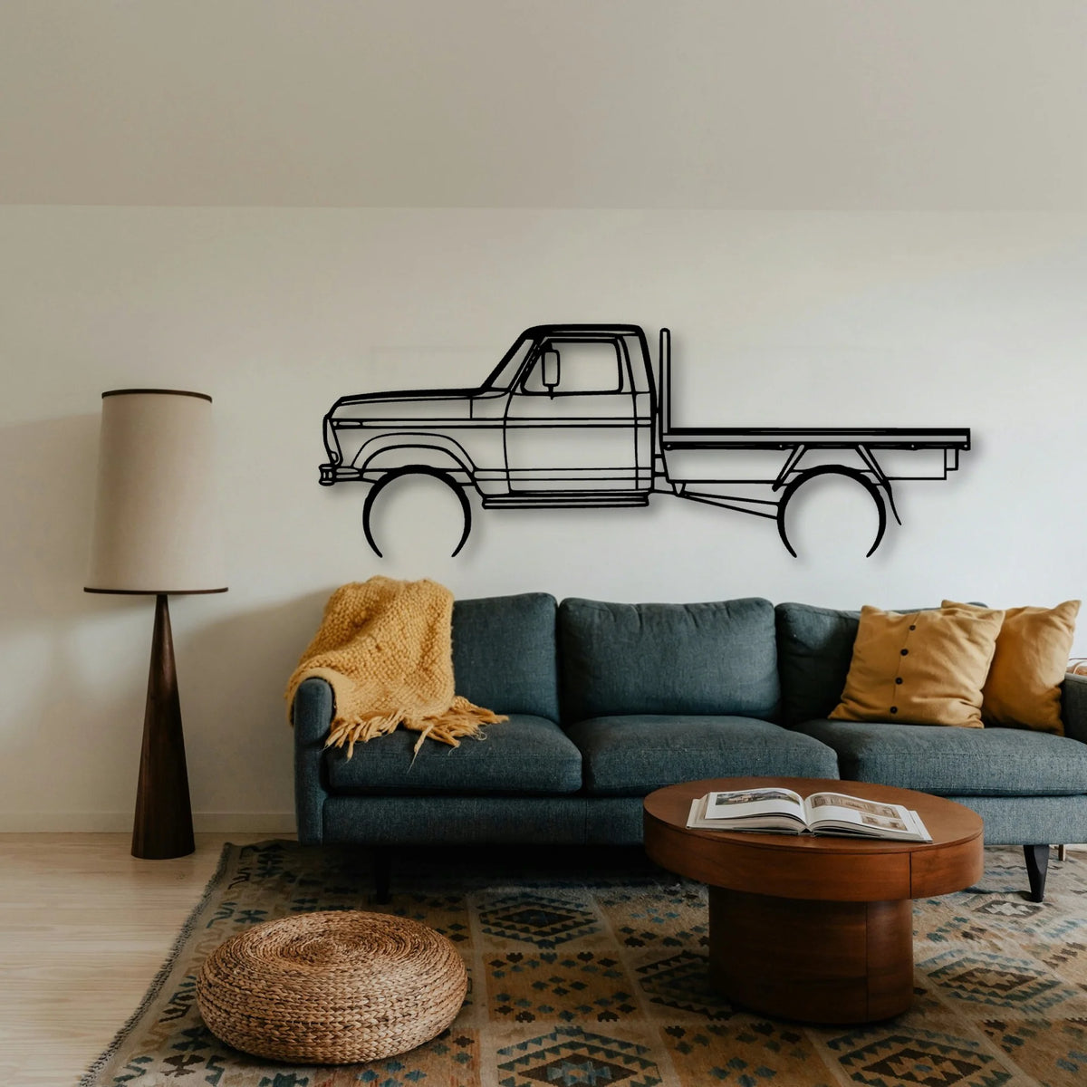 F100 Tray 1977 Classic Silhouette Metal Wall Art - Tinvibe