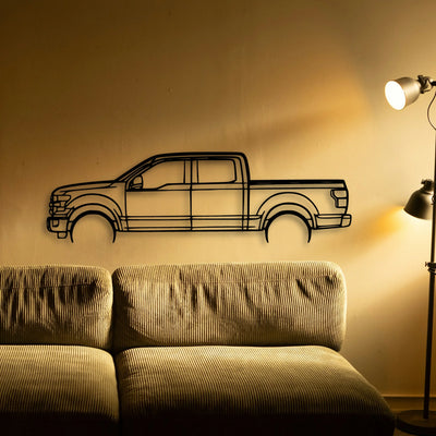 F150 2016 Classic Silhouette Metal Wall Art - Tinvibe