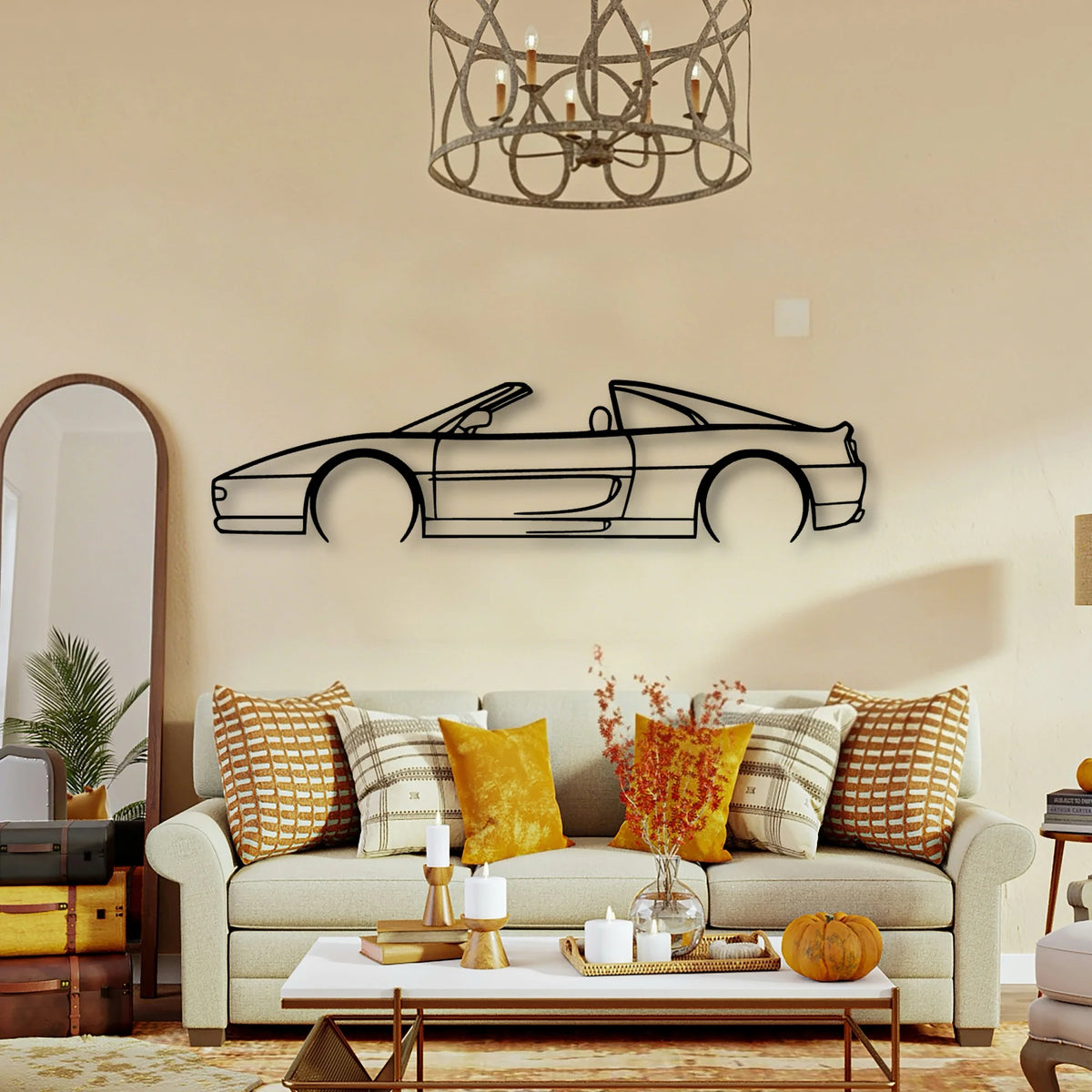 F355 3 Classic Silhouette Metal Wall Art - Tinvibe
