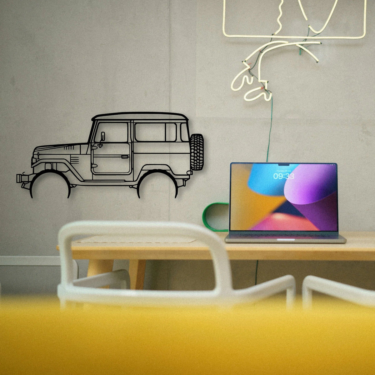 FJ40 1977 Classic Silhouette Metal Wall Art - Tinvibe