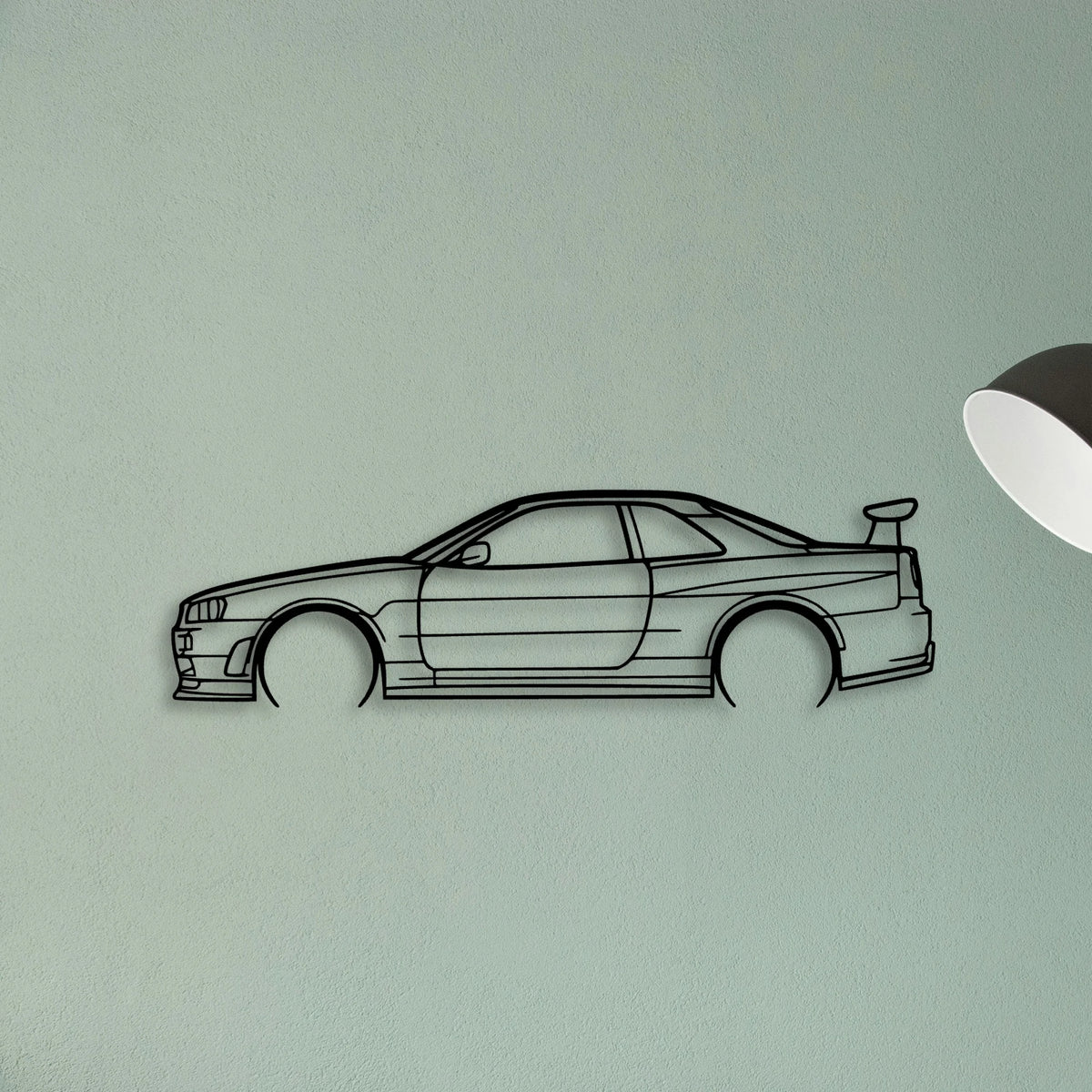 GT R R34 Classic Silhouette Metal Wall Art - Tinvibe