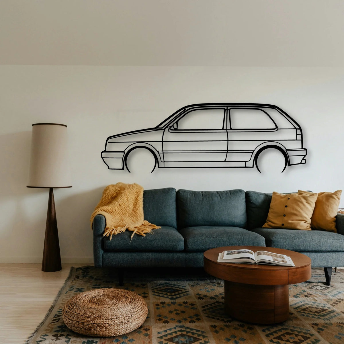 Golf MK2 GTI 2 Classic Silhouette Metal Wall Art - Tinvibe