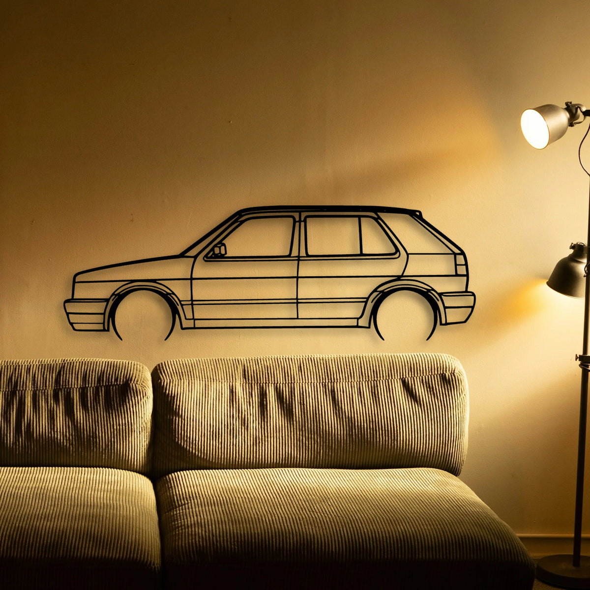 Golf MK2 GTI 1990 Classic Silhouette Metal Wall Art - Tinvibe