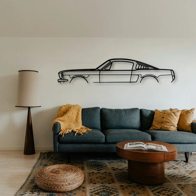Mustang Fastback 1966 Classic Silhouette Metal Wall Art - Tinvibe