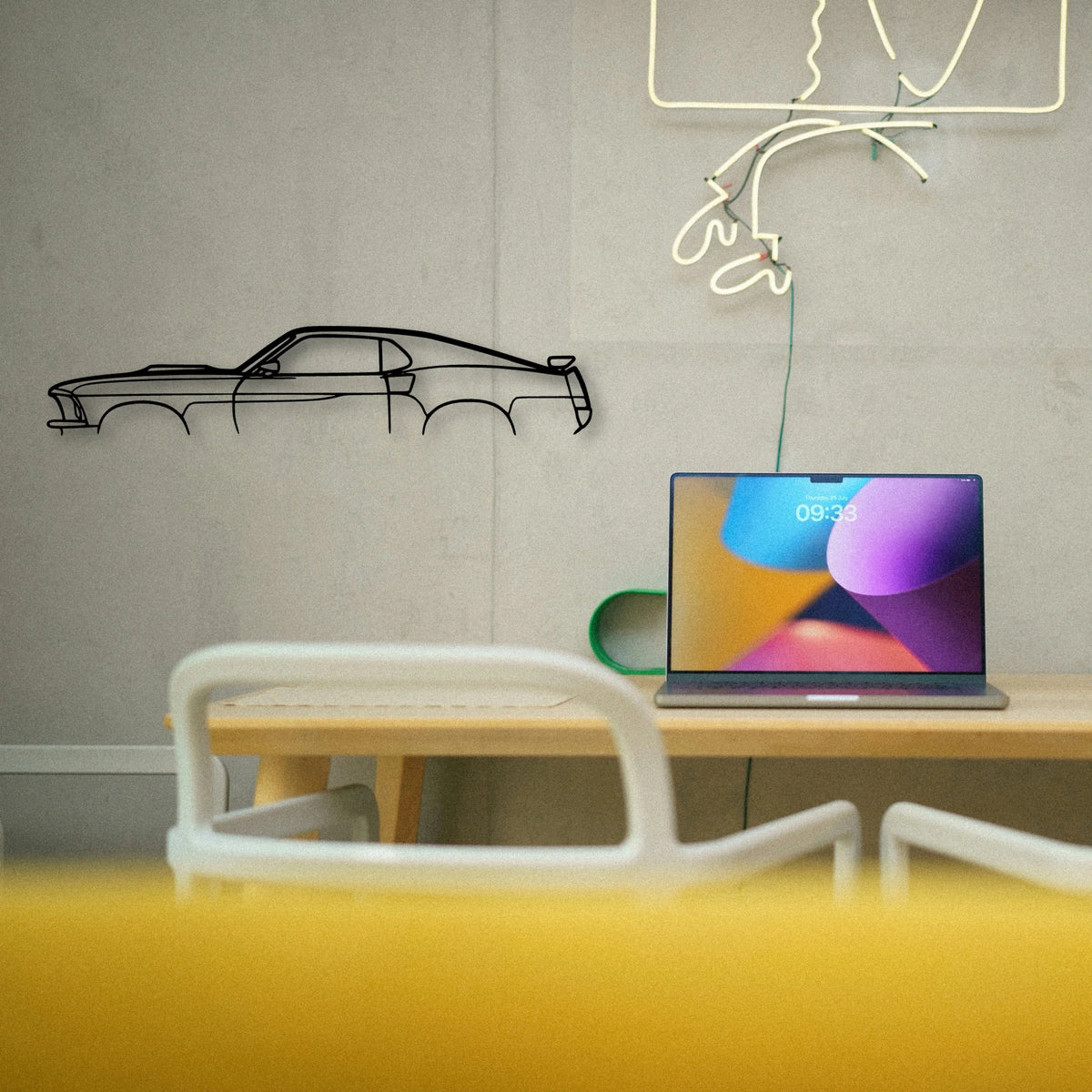 Mustang Fastback 1969 Classic Silhouette Metal Wall Art - Tinvibe