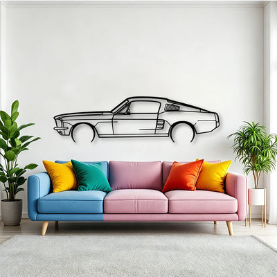 Mustang GT Fastback 390s 2 Classic Silhouette Metal Wall Art - Tinvibe