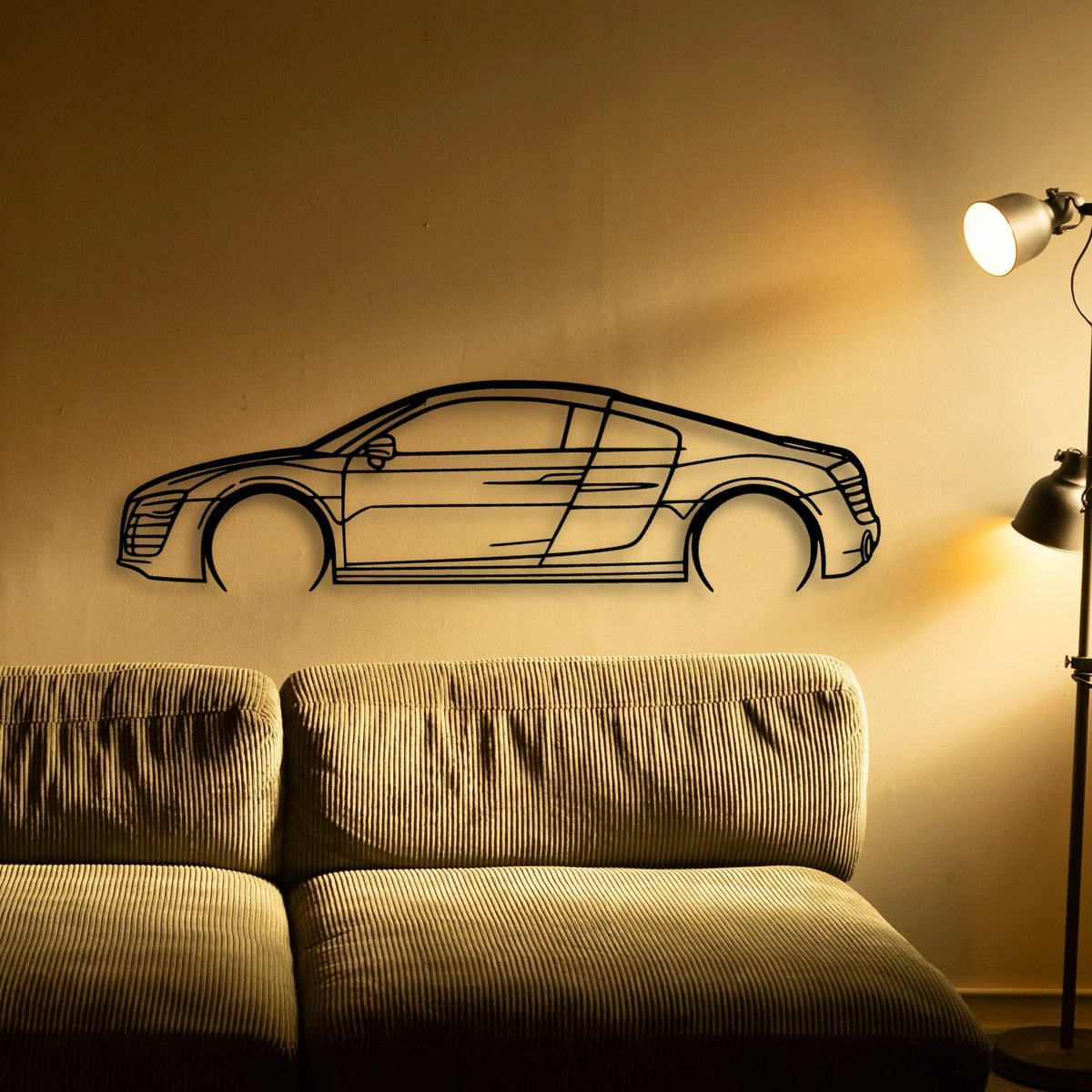 R8 V10 Plus 2014 Classic Silhouette Metal Wall Art - Tinvibe