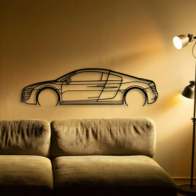 R8 V10 Plus 2014 Classic Silhouette Metal Wall Art - Tinvibe