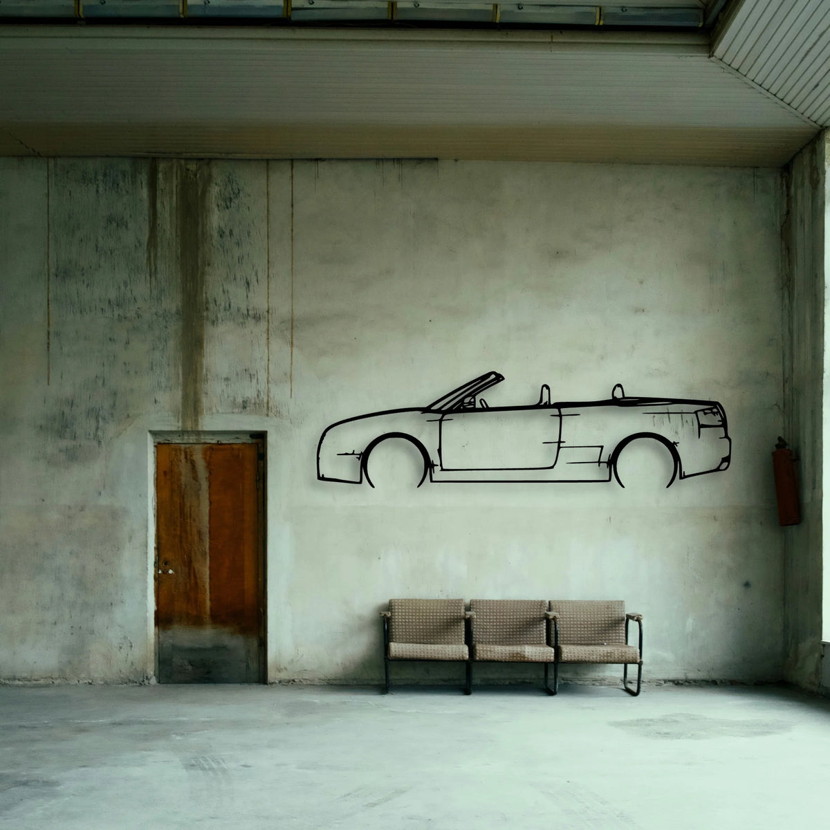 RS4 2006 Cabriolet Classic Silhouette Metal Wall Art - Tinvibe