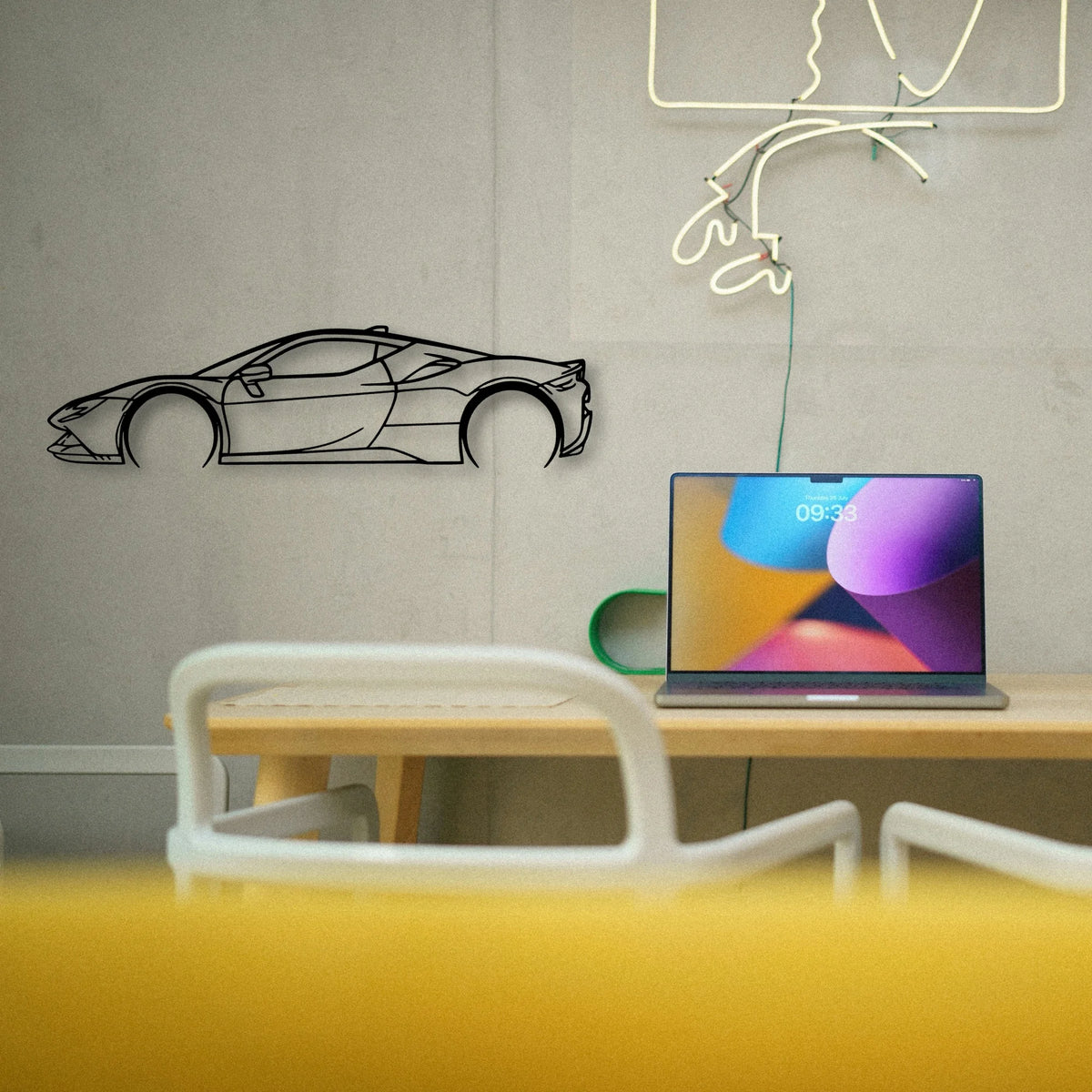 SF90 Stradale 3 Classic Silhouette Metal Wall Art - Tinvibe