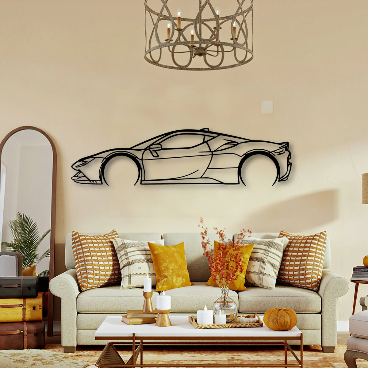 SF90 Stradale 3 Classic Silhouette Metal Wall Art - Tinvibe