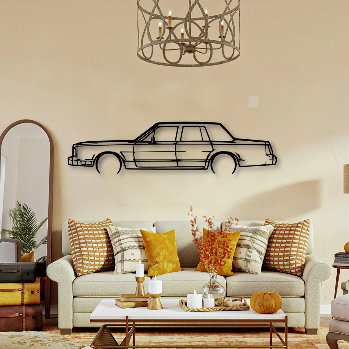 Town CAR 1988 Classic Silhouette Metal Wall Art - Tinvibe