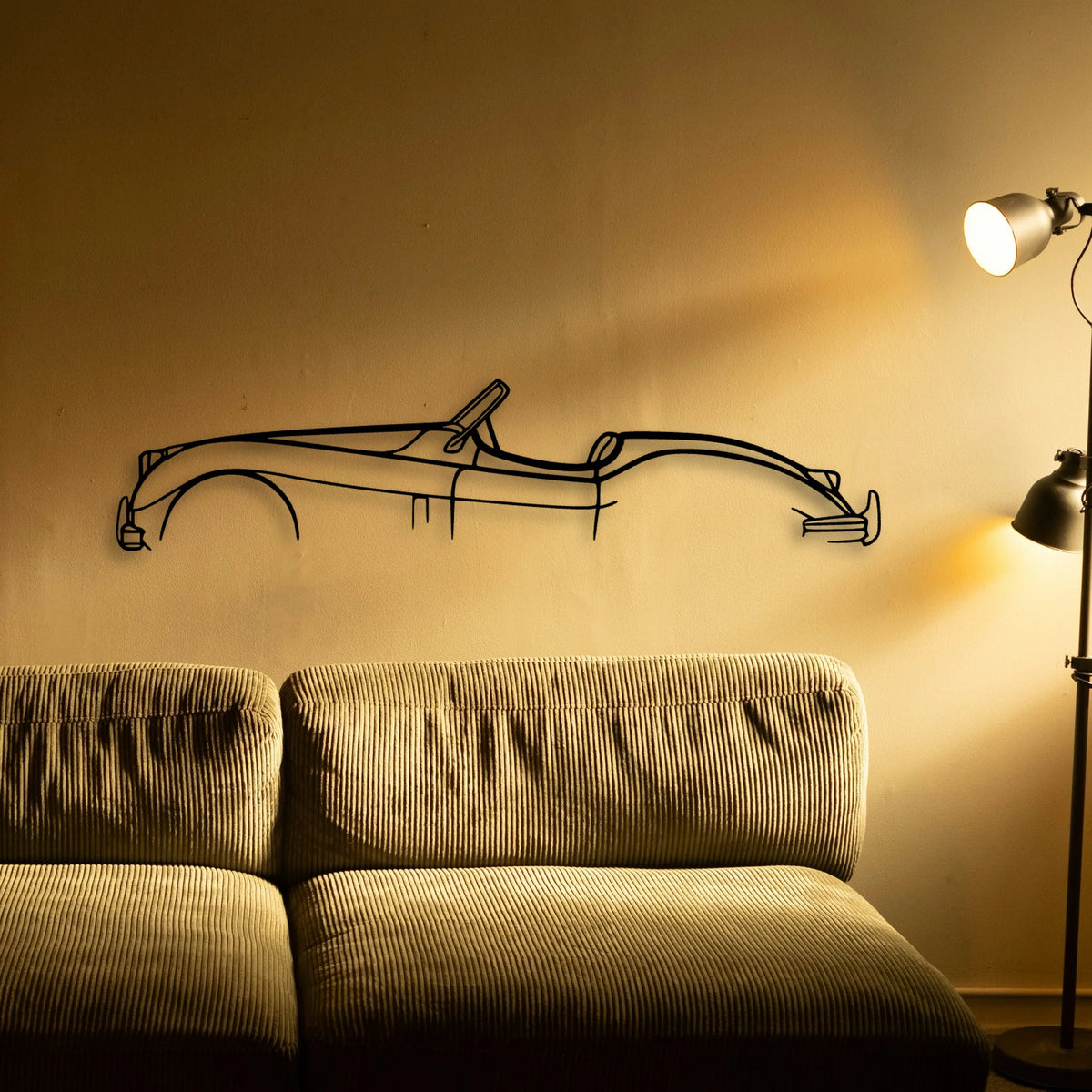XK 140 Convertible Classic Silhouette Metal Wall Art - Tinvibe