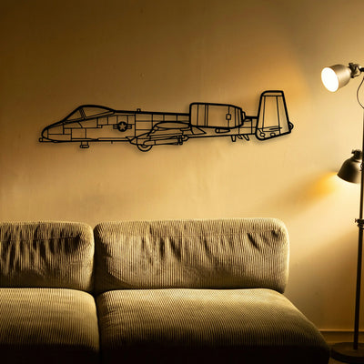 A10 Thunderbolt 2 Classic Aircraft Silhouette Metal Wall Art - Tinvibe