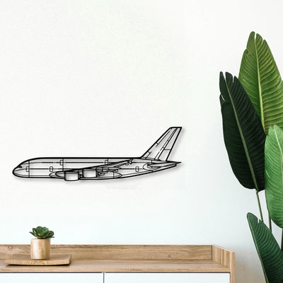 A380 800 Classic Aircraft Silhouette Metal Wall Art - Tinvibe