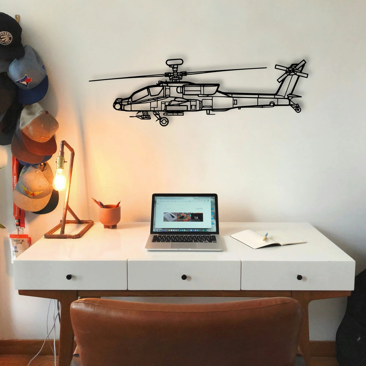 Ah 64D Apache 2 Classic Aircraft Silhouette Metal Wall Art - Tinvibe