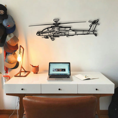 Ah 64D Apache 2 Classic Aircraft Silhouette Metal Wall Art - Tinvibe