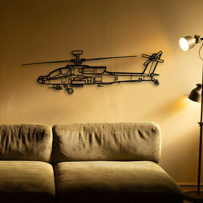 Ah 64D Apache 2 Classic Aircraft Silhouette Metal Wall Art - Tinvibe