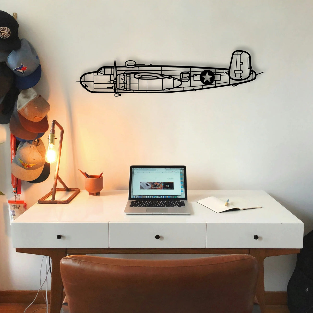 B 25H 2 Classic Aircraft Silhouette Metal Wall Art - Tinvibe
