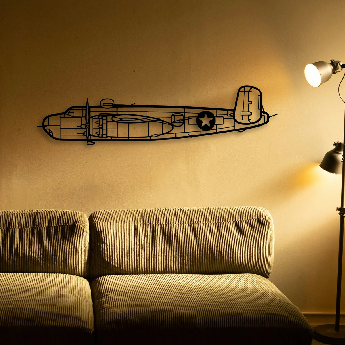 B 25H 2 Classic Aircraft Silhouette Metal Wall Art - Tinvibe