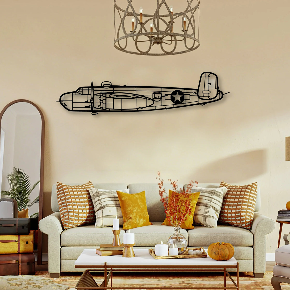B 25H 2 Classic Aircraft Silhouette Metal Wall Art - Tinvibe