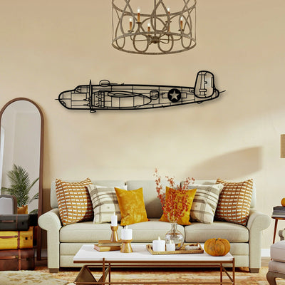 B 25H 2 Classic Aircraft Silhouette Metal Wall Art - Tinvibe