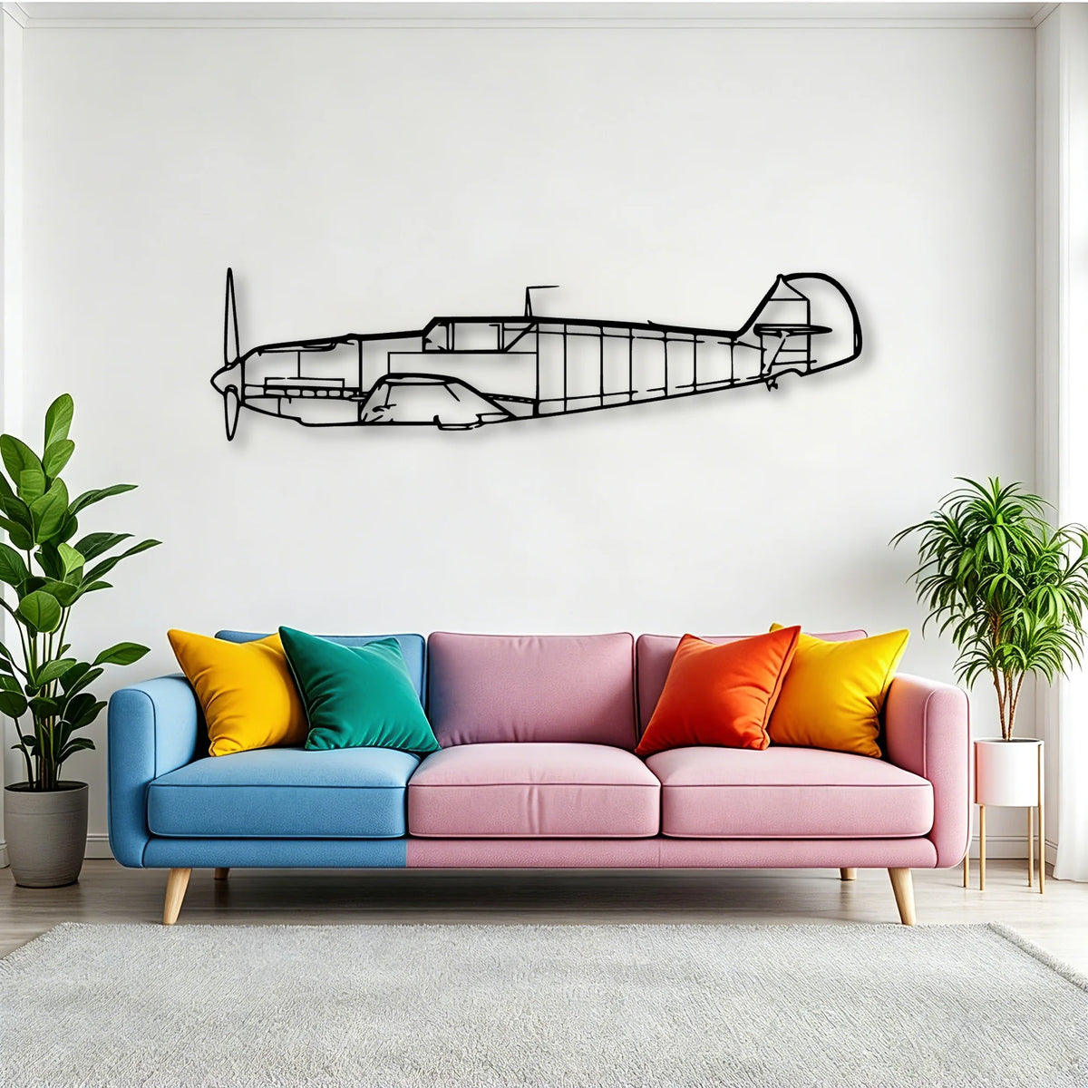 BF109 2 Classic Aircraft Silhouette Metal Wall Art - Tinvibe