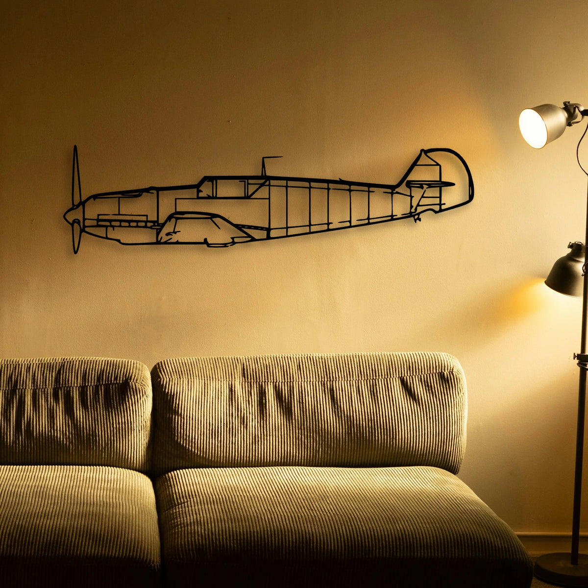 BF109 2 Classic Aircraft Silhouette Metal Wall Art - Tinvibe