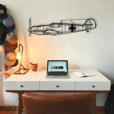 BF109 3 Classic Aircraft Silhouette Metal Wall Art - Tinvibe