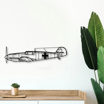 BF109 3 Classic Aircraft Silhouette Metal Wall Art - Tinvibe