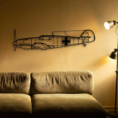 BF109 3 Classic Aircraft Silhouette Metal Wall Art - Tinvibe