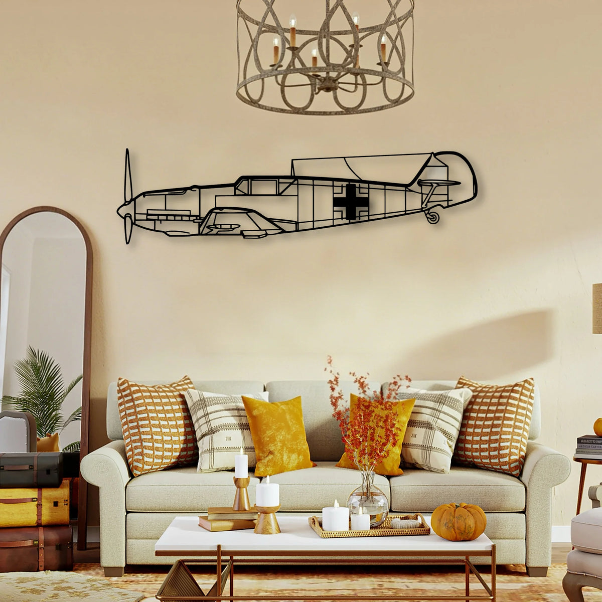 BF109 3 Classic Aircraft Silhouette Metal Wall Art - Tinvibe
