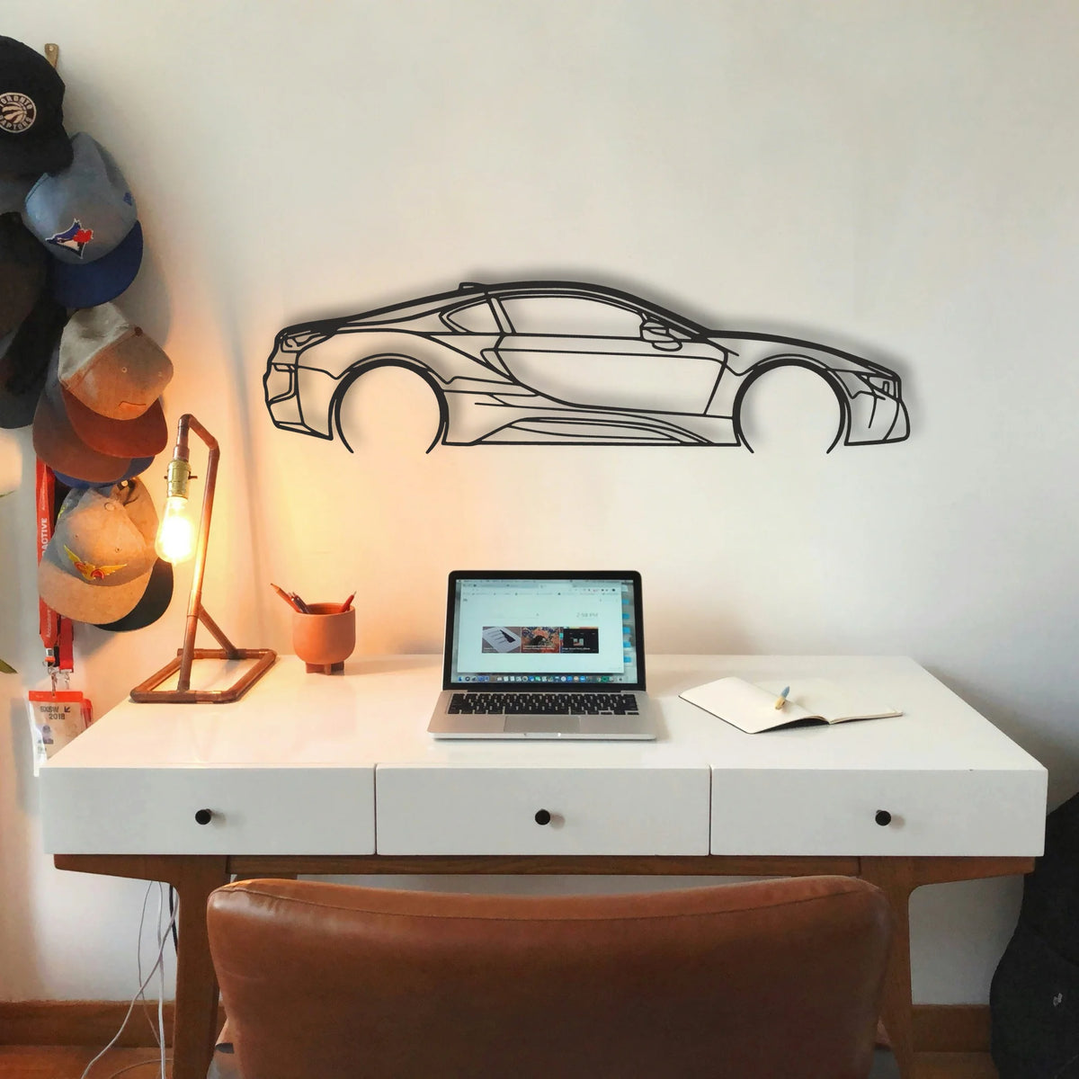 BMW I8 Classic Silhouette Metal Wall Art - Tinvibe