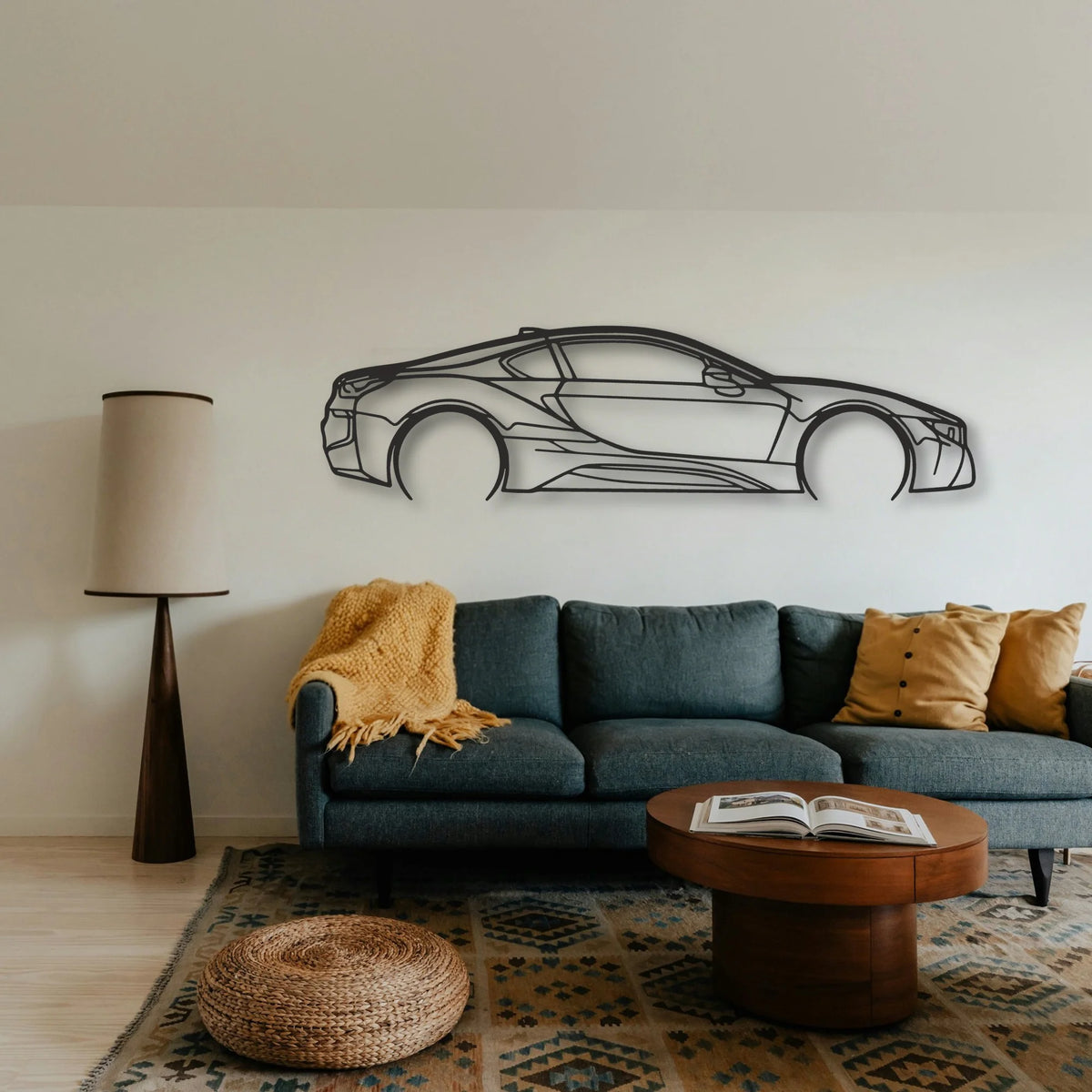 BMW I8 Classic Silhouette Metal Wall Art - Tinvibe