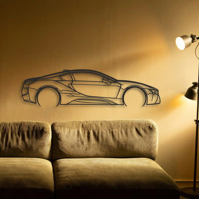 BMW I8 Classic Silhouette Metal Wall Art - Tinvibe