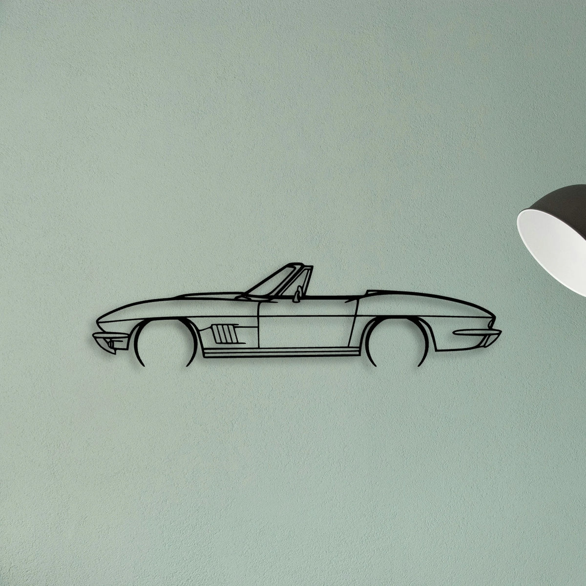 C2 Convertible 1967 Classic Silhouette Metal Wall Art - Tinvibe
