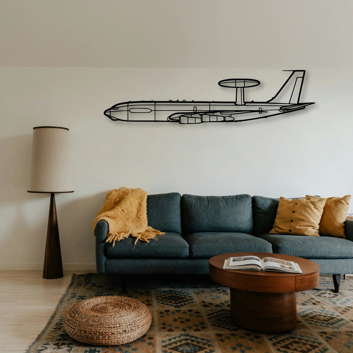 E 3C Sentry Classic Aircraft Silhouette Metal Wall Art - Tinvibe