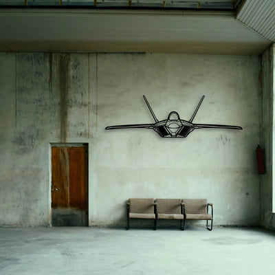 F 22 Raptor 2 Classic Aircraft Silhouette Metal Wall Art - Tinvibe